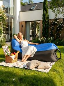 All-In-One Inflatable Sofa - Comfortable High Rebound, Wear-Resistant & Scratch-Proof | Multiple Fashionable Color-Block Options Available | Suitable For Poolside Relaxation, Camping Gear, Garden Leisure And Indoor Temporary Seating - Multiple Colors - View 3