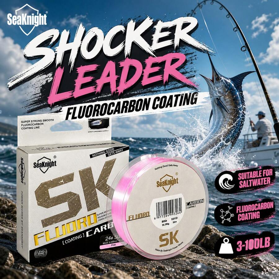 SeaKnight 100m/50m Double Layer Fluorocarbon Coated Fishing Line, Double Layer Fluorocarbon Coated Monofilament Main Line, Main Line 3-100lb - White - View 1