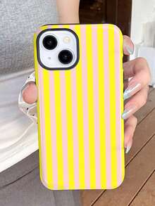 1pc Minimalist Artistic Colorful Striped Pattern Glossy 2-In-1 Film Shell Full Coverage Hard Phone Case Compatible With Samsung/ 11/12/13/14/15/16/17 Pro Max - Multicolor - View 2