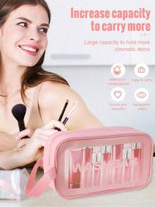 45pcs Makeup Brush Set, Mixed Makeup Beauty Tools, Including: 20 Makeup Brushes, 1 Makeup Bag, 5 , 5 Powder Puffs, 5 Mini , 5 Mini Finger Puffs, 1 Headband, 2 Wristbands, 1 Cleaning Tool - Pink - View 8