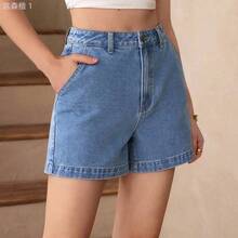 jianchaimaoyi02  Shorts vaqueros elegantes para mujer en verano - Azul lavado medio - Ver 7