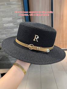 1件女款波西米亞風草帽，可愛牛仔帽配皮革扣環，夏季女用遮陽帽，時尚海灘帽適用於度假日常穿著，旅行必備 - 白色 - 查看 15