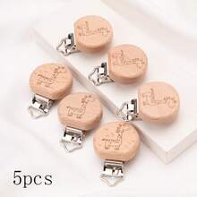 5pcs Natural Wood Color Fixed Clips, Cartoon Beech Wood Clips, DIY Anti-Lost Chain Towel Hook Making Fixed Clips - Camel - View 8