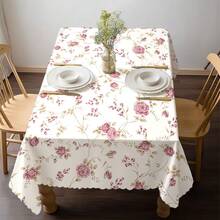 French Vintage Ditsy Floral Rose Print Tablecloth, Machine Washable And Easy To Clean, Suitable For Dining Table / Coffee Table / Desk / Cafe Table, Picnic / Outdoor Table / Camping Table, Rectangular / Round / Square, Polyester Material, Multiple Size Options - A - View 6