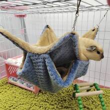 1pc Soft Coral Fleece Dual-Color Anti-Bite Chain Small Pet Double-Layer Warm Hammock, Suitable For Hamsters, Sugar Gliders, Squirrels And Other Small Climbing Pets For Resting And Sleeping, Detachable And Washable, Multiple Colors And Sizes Available, Suitable For Autumn And Winter Seasons. - A - View 6