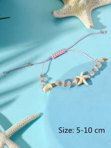 3件組女性海灘貝殼腳鍊套組－層疊式寶螺、海星與珠飾腳鍊，夏季波希米亞風腳飾珠寶 - 彩色 - 查看 6