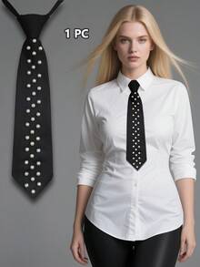 1 Peça Nova Gravata Pré-Amarrada de Luxo, Gravata Leve de Luxo Feminina, Acessório de Camisa de Uniforme, Fotografia de Nicho - Multicolorido - Visão 16
