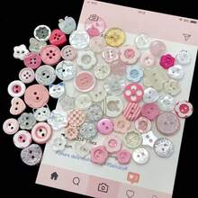 6/12/18/24/32/38/46/52/58/66/72/78/86/92/100Pcs Random Style Pink Buttons, Multiple Styles Randomly Distributed, DIY Handmade Buttons Suitable For Cardigans, Sweaters - Multi-Functional Versatile Decorative Buttons, Pink Series Loved By Women, Clothing Embellishment Decorative Buttons - Random Styles - View 2