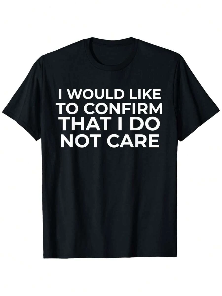 Men'S Black T-Shirt Featuring A Humorous Slogan, Perfect For Summer With Short Sleeves. This All-Season, Washable Shirt Comes In Size S- And Is - 黑色 - 查看 1