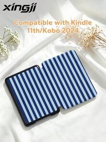 1pc Navy Blue Striped/Plaid Pattern E-Book Protective Case, Compatible With Kindle Youth/Kindle NK 11/Paperwhite 5, (A16) 11 Inch 11th Generation 2025 Accessories, Compatible With IPad 10.2 Inch 10th Generation Protective Shell, With Auto Wake/Sleep Function, Lightweight And Convenient, Perfect Fit To Protect Your Tablet/Reading Device - Multicolor - View 6