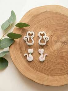 Süße Katzen-Ton-Ohrring-Ausstecher, Polymer-Ton-Formen für Tierschmuck, DIY-Bastelwerkzeuge für Cartoon-Katzen-Ohrringe & handgefertigte Accessoires - Weiss - Übersicht 6