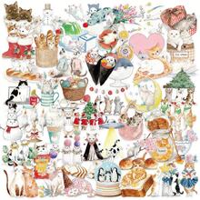 50 piezas Pegatinas transparentes de gatos, Pegatinas de gatos de dibujos animados lindos, Pegatinas divertidas, Pegatinas transparentes de PET impermeables, Adecuadas para botellas de agua, computadoras, portátiles, teléfonos, maletas, cuadernos, refrigeradores - 2 - Ver 2