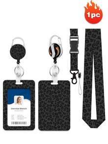 1pc Fashion Leopard Print ID Card Holder With Retractable Reel, Durable Card Protector, Lightweight And Portable, Suitable For Nurses, Teachers And Office Staff - A - View 9