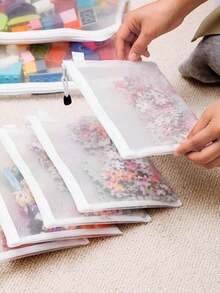 5pcs/1pc Mesh Storage Bags (L/M/S) Sorting & Organizing Mesh Bag Large Capacity Handmade Small Items Set Transparent Mesh File Folder Bag Mesh Zipper File Folder Bag A4 A5 A6 Pencil Bag Receipt Office File Makeup Bag Storage Bag,Boho Vibes,Back To School - Multicolor - View 11