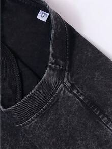 Teen Trendy 100 Percent Vintage Washed Short Sleeve T Shirt Y2K Summer Top Loose Breathable Athletic Tee American High Street Ins Style Casual Outerwear Fitness Versatile Muscle Arm Dumbbell Retro Graphic Print, For Teenager - Negro - Ver 7