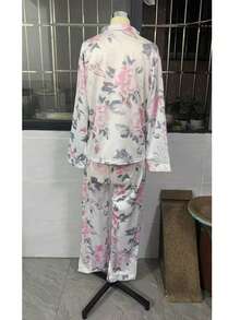 2026 Women's 2 Pieces Pajama Set, Casual Fun Print Long Pants + Long Sleeve Shirt Set, Loungewear Set PJS Y2K - White - View 6