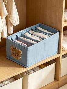 1pc Bear Pattern Storage Basket With 7 Compartments And Bow Design, Suitable For Baby Essentials, Newborn, Children's Room, Nursery - Multicolor - View 6