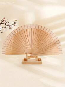 Retro Handheld Folding Fan, Solid Color Wooden Fan, Minimalist Wooden Folding Fan For Women, Modern Minimalist, Classical Solid Color Folding Fan, Dance Performance Prop, Wedding Party Home Decor - Multicolor - View 2