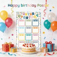 4pcs Classroom Birthday Hanging Chart, Classroom Birthday Calendar, Birthday Theme Classroom Bulletin Board Decor, Happy Birthday Theme Decoration, Back To School Teaching Supplies Birthday Poster - Multicolor - View 1