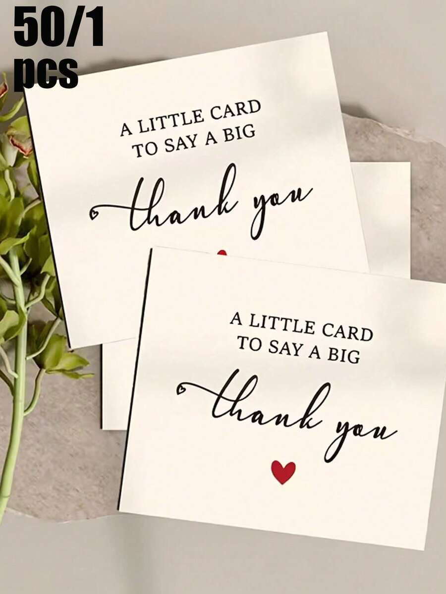 200/100/50pcs Thank You Cards, Suitable For Wedding Thank You Gifts, Birthday Party Favors, Holiday Gifts, Business Thank You Cards, Event Favors, Party Blessing Cards, Gifts For Friends And Family, Employee Benefits And Church Souvenirs - One Size Fits All - View 1