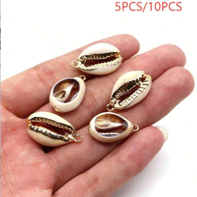 5個/10個 18-20mm 時尚魅力 ABS 金色貝殼電鍍吊墜珠 橢圓形夏季海洋貝殼吊墜 散裝隔珠 手鍊項鍊吊墜 適用於珠寶製作 手鍊手工藝配件 DIY - 白色 - 查看 1