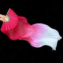 2/1pc Gradient Color Silk Fan - Belly Dance Long Silk Fan, Extra Long, Flowing Silk Fan, Three-Color Gradient Design. Oriental Dance, Chinese Classical Dance And Performance Prop. - Multiple Styles - View 16