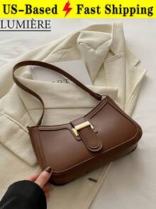 Elegant Crescent-Shaped Underarm Shoulder Bag For Women, Chic Casual Fashion, Solid Color Underarm Bag - Cà phê nâu - Xem 1