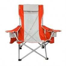 Kijaro Beach Sling with Cooler Pocket - Various Fun Colors and Patterns - Perfect Beach Folding and Camping - Includes a Detachable Pillow - Naranja - Ver 5