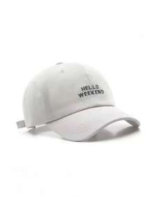 1件中性款 Hello Weekend 棒球帽，極簡經典刺繡老爹帽，可調節，輕量，春夏休閒街頭風 - A - 查看 9