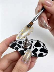 1pc Ins Style Cow Print Nail Display Holder, Asymmetrical Acrylic Press-On Nail Display Stand, Nail Art Photography Accessory Tool - Multicolor - View 3