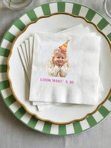 客製化人臉照片餐巾紙 派對用相片雞尾酒餐巾紙 30歲生日裝飾 定製禮物 返校季 - 樣式 2 - 查看 1