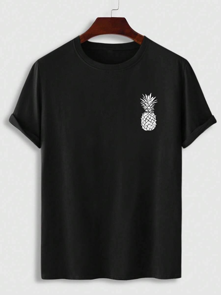 Printed Short Sleeve T Shirt - 黑色 - 查看 1