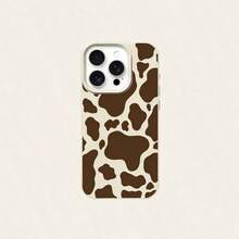 1pc Fashionable Retro Cute Playful Brown Cow Print TPU Phone Case Compatible With IPhone/,International Version, Not The Domestic Version - White - View 5
