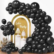 94pcs/Set Solid Color Decorative Balloon Garland, Black Latex Balloon Arch Set, Suitable For Party Decoration, Christmas - Black - View 1