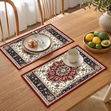 1pc Persian Style Placemat, Breakfast Mat, Coffee Mat, Coaster Set, Bowl & Plate Mat, Home Decor, Kitchen Accessory, Easy To Clean Placemat, Suitable For Family, Kitchen & Dining Table Decor, Holiday Gift, Multi-Piece Set, Linen Placemat - Multicolor - View 9