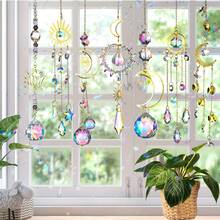 7pcs Snow Lotus Crystal Suncatcher, Window Hanging Suncatcher, Crystal Prism Decor, Indoor Outdoor Home Party Wedding Decoration - Golden Lotus 7-piece Set - View 5
