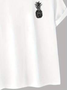 Printed Short Sleeve T Shirt - 白色 - 查看 4
