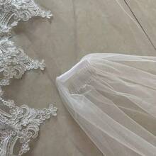1pc Cathedral Lace Veil With Comb, 3*3M, Suitable For Bride Wedding - Multicolor - View 6