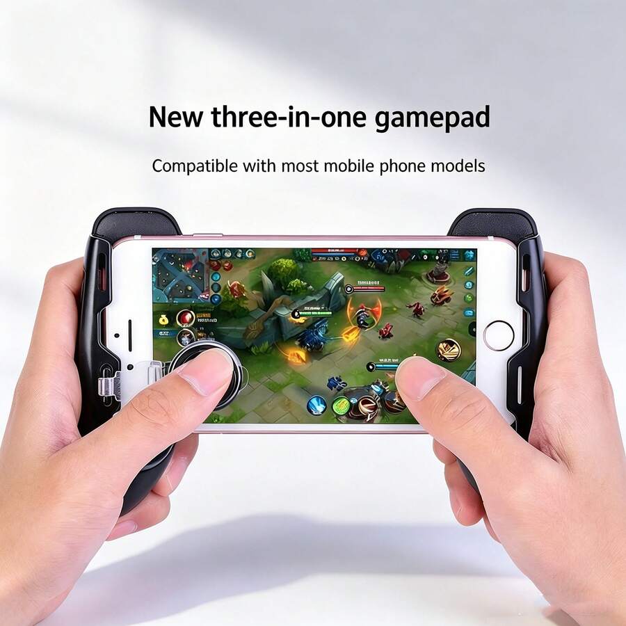 3‑In‑1 Stretchable Mobile Game Grip Holder, Universal Phone Gamepad With Removable Silicone Suction Joystick, Ergonomic Anti‑Slip Handheld Gaming Accessory, Built‑In Back Stand For Video Viewing, Passive Physical Design No Battery Needed, Fits 4.5‑6.8 Inch IOS & Android Smartphones
