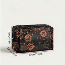 1pc Orange Tone Sun Moon Star Mesh Makeup Bag - Multicolor - View 5