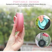 Collapsible Bottle,17oz(500ml) Reuseable BPA Silicone Foldable Bottles Travel Gym Camping Hiking, Portable Leak Proof Sports Bottle With Carabiner - 粉色 - 查看 5