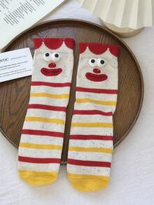 1/5 Pairs Creative 3D Eyeball Mid-Calf Socks, Cute Fries & Burger Socks, Unisex, Suitable For Couples, Families, Best Friends, Casual Versatile Fashion Socks - Multicolor - View 8