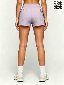 mulinsen Pantalones cortos multiusos para mujer para exteriores, diseño con cordón estampado, cómodos y amigables con la piel - Morado - Ver 3