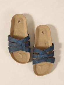 Ximi Ruo Sandal Selop Wanita Gaya Kasual Terbaru Musim Semi/Panas, Sandal Hak Datar Nyaman, Perlengkapan Liburan, Sepatu Pantai, Liburan - Biru - View 7