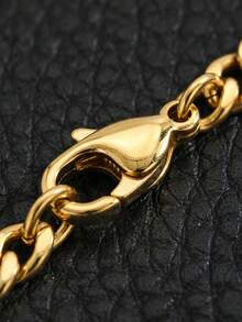 Fashionable Men's Stainless Steel Waterproof Non-Fading Chain Necklace, Simple Gold Silver Color, Gift For Him - Multicolor - View 4