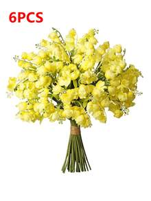 1/6/12/150件人造紫色鈴蘭鐘形花，絲綢花，適用於婚禮花束、五月花桌飾裝飾，適合居家花園婚禮派對裝飾 - 黃色 - 查看 7