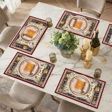 1pc Persian Style Placemat, Breakfast Mat, Coffee Mat, Coaster Set, Bowl & Plate Mat, Home Decor, Kitchen Accessory, Easy To Clean Placemat, Suitable For Family, Kitchen & Dining Table Decor, Holiday Gift, Multi-Piece Set, Linen Placemat - Multicolor - View 5