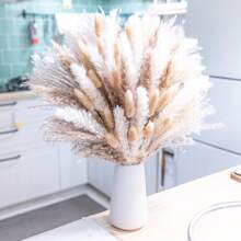 43.18cm Brown Artificial Reed Grass Bundle, Large Capacity Rabbit Tail Grass, Bohemian Style Natural Fluffy Reed, Wedding Home Tabletop Party Decoration (Classic Style) - Brown - View 7
