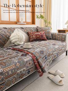 1pc Vintage Bohemian Style Small Diamond Pattern Sofa Cushion, Chenille Jacquard Fabric, Suitable For 1-4 Seater Sofa, All Seasons, Machine Washable. - Multicolor - View 2