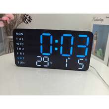 This Stylish And Elegant LED Digital Alarm Clock Features Soft Lighting And Displays Temperature, Date, And Day Of The Week. It Is An Ideal Choice For Home Decor And Desktop Display. Powered By USB Or 3 AAA Batteries (Not Included). - Upgraded Version - View 11
